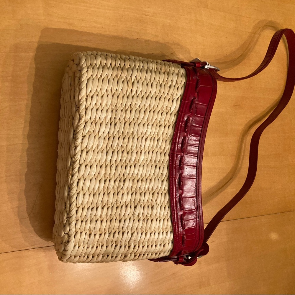 Vintage Brighton Emma Red Woven Leather Handbag NOS w/ Box & Tags - Picture 3 of 9